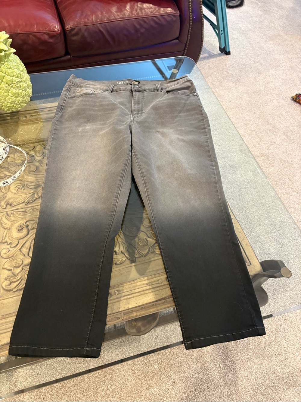DG2 by Diane Gilman Ombre Black to Gray Straight Leg Jeans